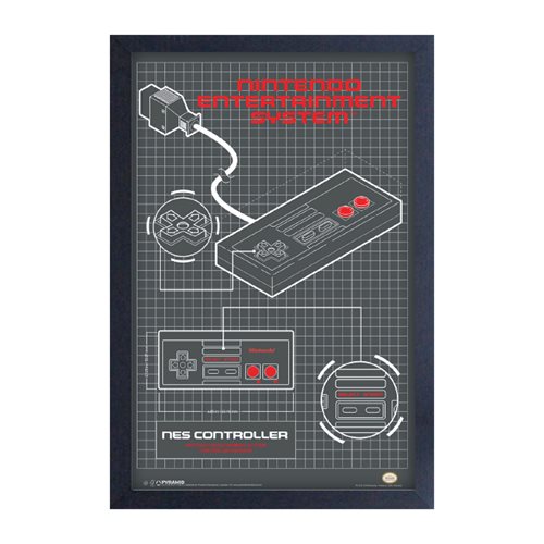 Nintendo NES Controller Diagram Framed Art Print