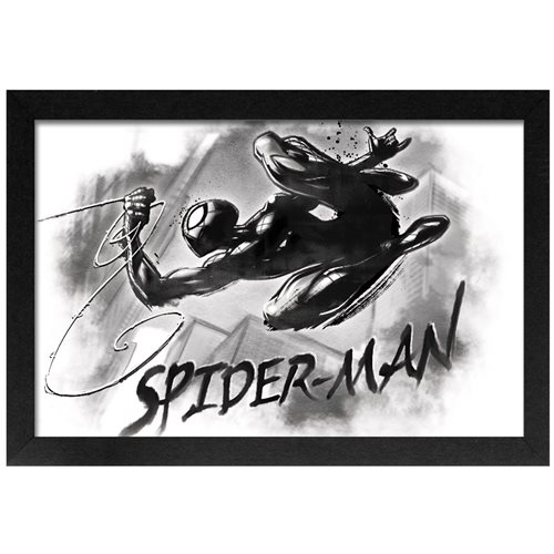 Spider-Man Black-and-White Framed Art Print