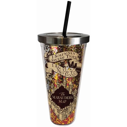 Harry Potter Deathly Hallows Glitter 20 oz. Acrylic Cup with Straw