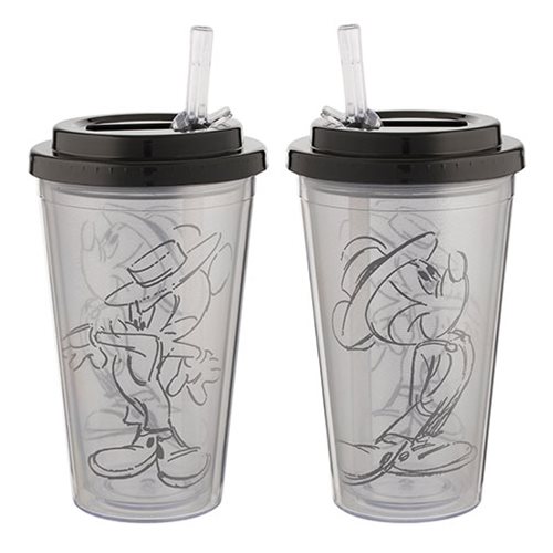 Mickey Mouse Black & White 16 oz. Flip Straw Acrylic Cup