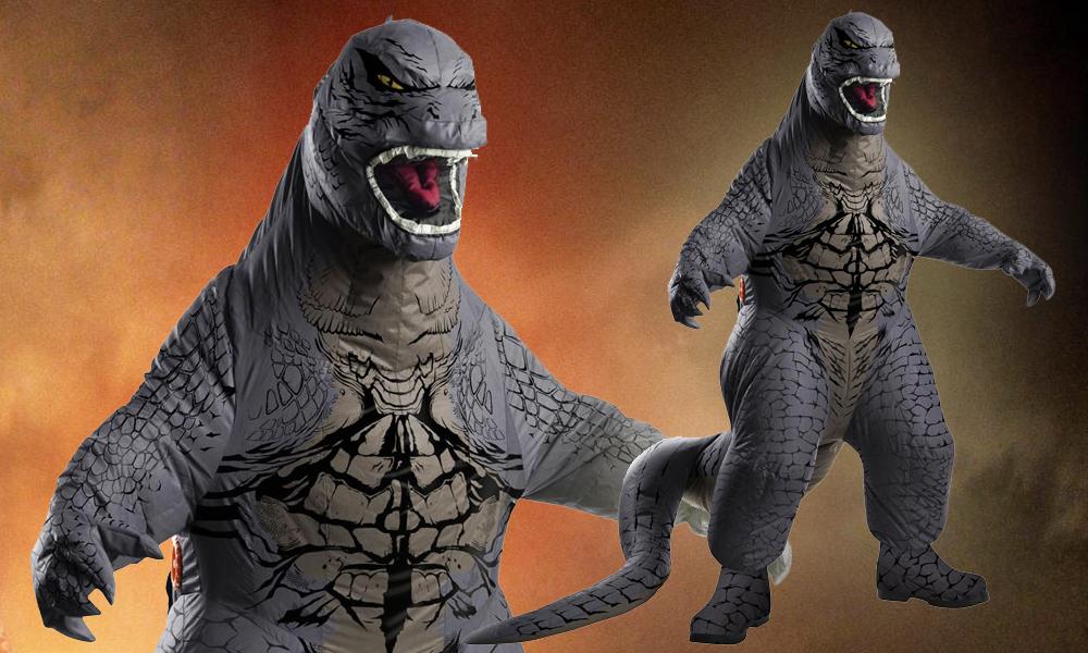 This inflatable godzilla costume is made of polyester so it's lightwei...