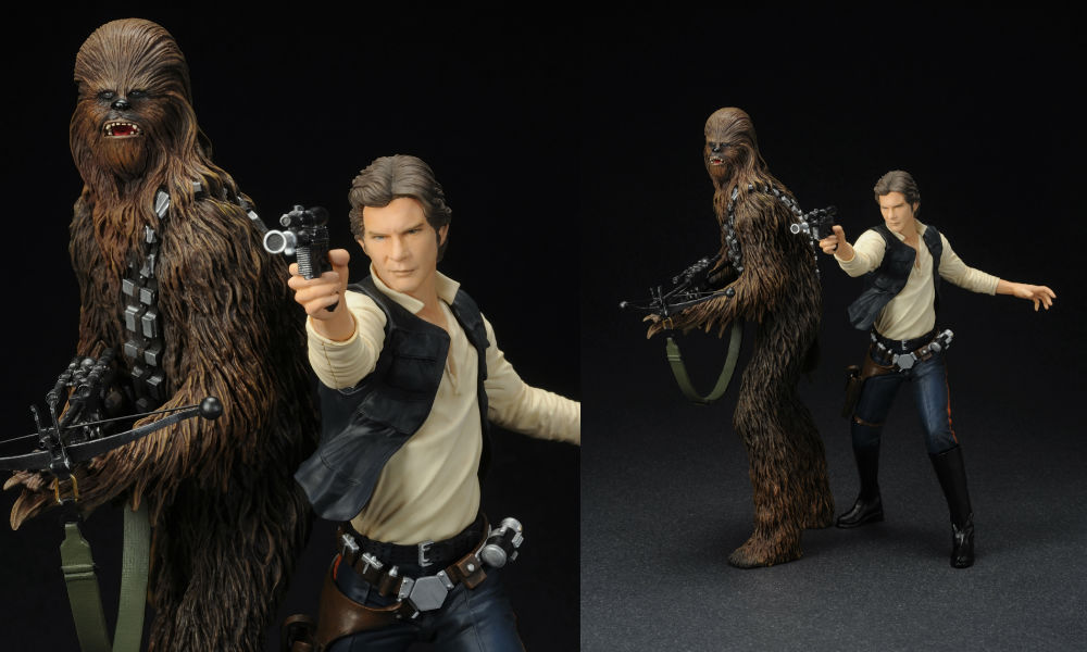 han solo and chewbacca artfx+