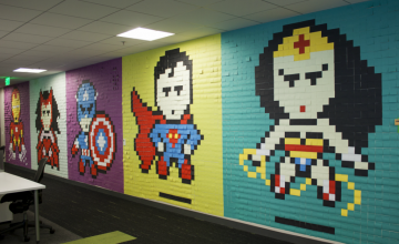 superhero office mural