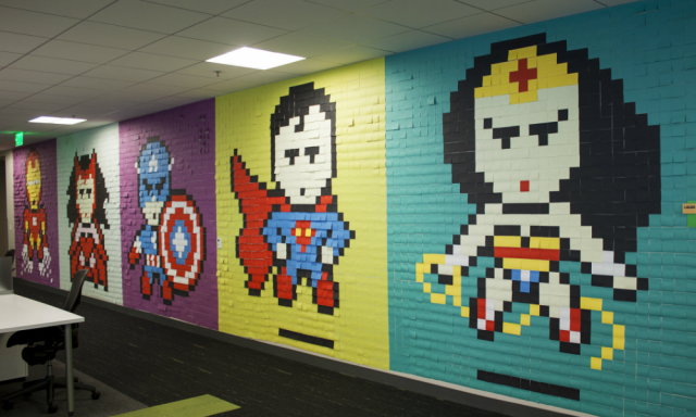 superhero office mural