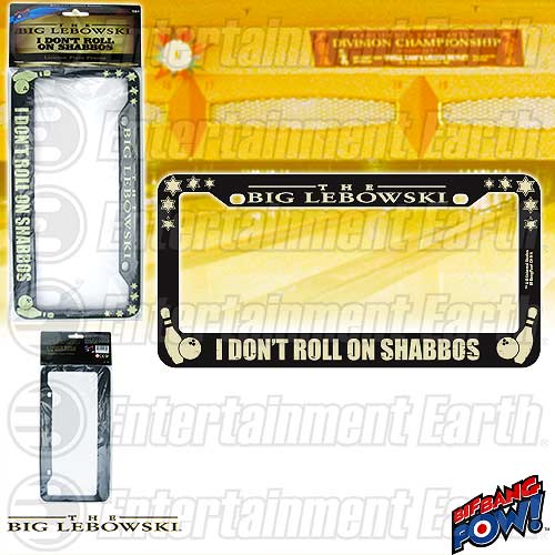 Big Lebowski "I Don't Roll on Shabbos" License Plate Frame NEW IN PACKAGE 2015