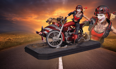 Harley Quinn’s Joined by Her Babies for a Motorcycle Ride as New Statue