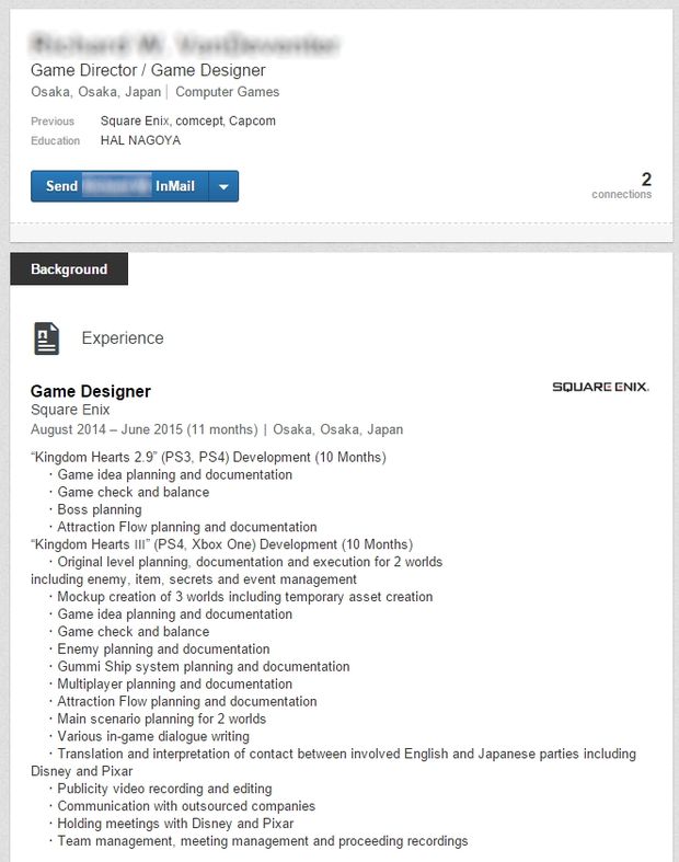 Square Enix LinkedIn Profile